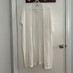 NWT  Women’s LOFT Creamy Off-White Cap Shortsleeve Coverup Cardigan - XL